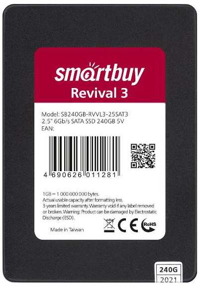 SSD накопитель Smartbuy Revival 3 TLC SATA3 240GB (SB240GB-RVVL3-25SAT3) 90154610874