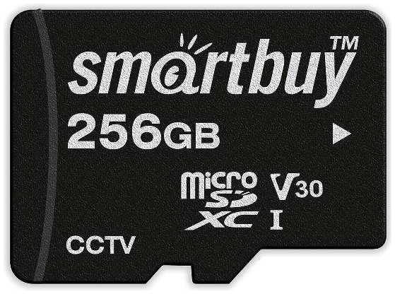 Карта памяти Smartbuy micro SDXC 256GB Class 10 U3 V30 для видеонаблюдения, с адаптером SD (SB256GBSDCCTV)