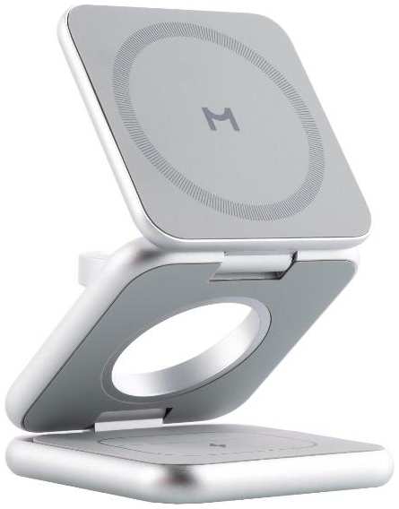 Беспроводное зарядное устройство Magssory 3 в 1 для iPhone, AirPods и Apple Watch MagSafe Silver (WCH003)