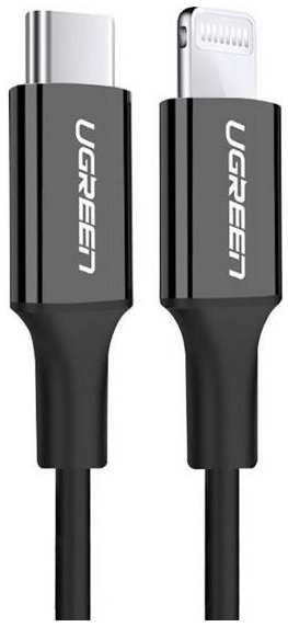 Кабель UGREEN USB-C/Lightning, резиновое покрытие, 2 м, черный (60752) 90154622912