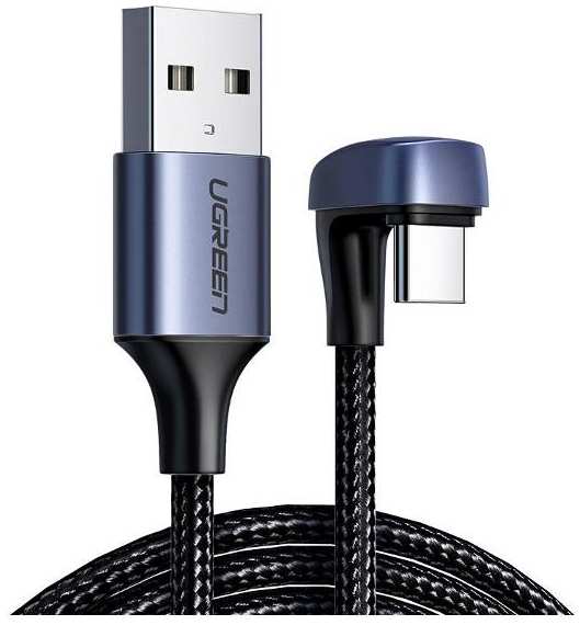 Кабель UGREEN USB Type-C/USB-A 2.0, в оплетке, 1 м, черный (70313)