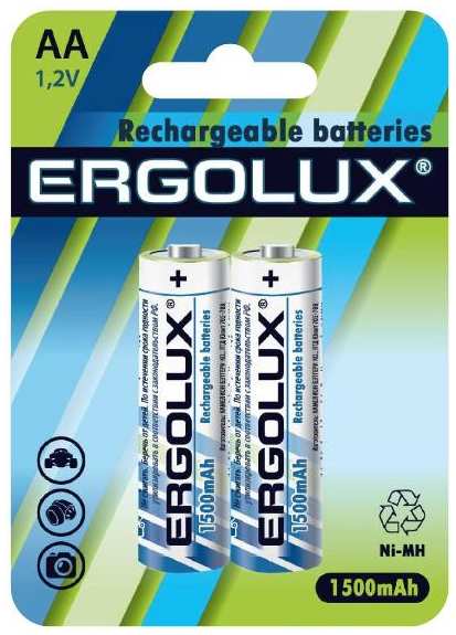 Аккумуляторы Ergolux AA 1500mAh Ni-Mh, 1,2 В, 2 шт (NHAA1500BL2) 90154623276