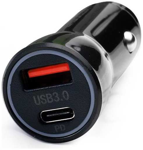 Автомобильное зарядное устройство Ergolux USB + USB Type-C, 12В, 5V/3А, чёрный (ELX-CA01-C02) 90154623737
