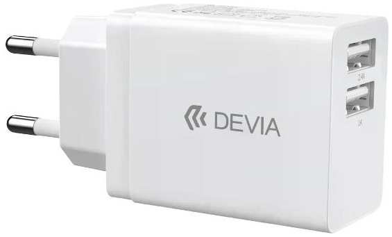 Сетевое зарядное устройство Devia Smart Series Charger 2.4A, 2xUSB 12W (120EA1780003)