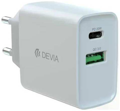 Сетевое зарядное устройство Devia Smart Series PD&QC Quick Charger USB Type-C + USB 20W (120EA4370001)