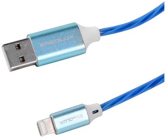 Кабель Ergolux USB/Lightning, 3А, LED, 1,2 м, синий (ELX-CDC03-C06) 90154623793