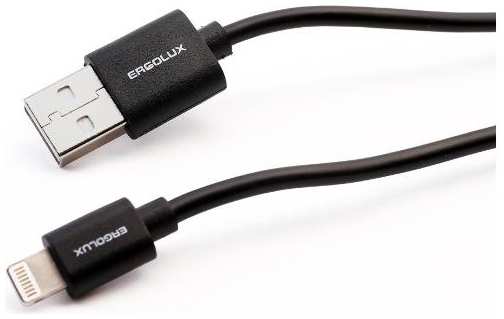 Кабель Ergolux USB/Lightning, 3А, 1,2 м, чёрный (ELX-CDC03-C02) 90154623797