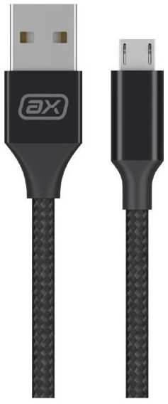 Кабель AXXA USB/microUSB, 2А, нейлон, 1 м, чёрный (7261) 90154625108