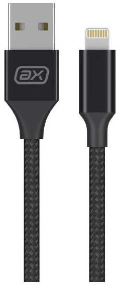 Кабель AXXA USB/Lightning, 2А, нейлон, 1 м, чёрный (7268) 90154625119