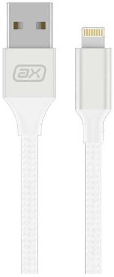 Кабель AXXA USB/Lightning, 2А, нейлон, 1 м, белый (7263) 90154625252