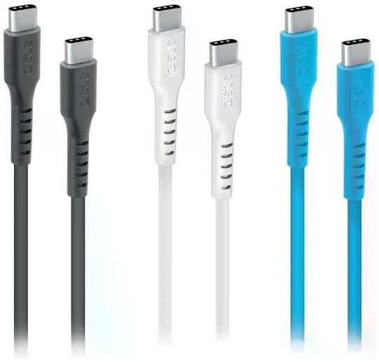 Комплект кабелей SBS Mobile USB Type-C/Type-C, 1,2 м, 3 цвета, 3 шт (TEKITCC3X1WBK)