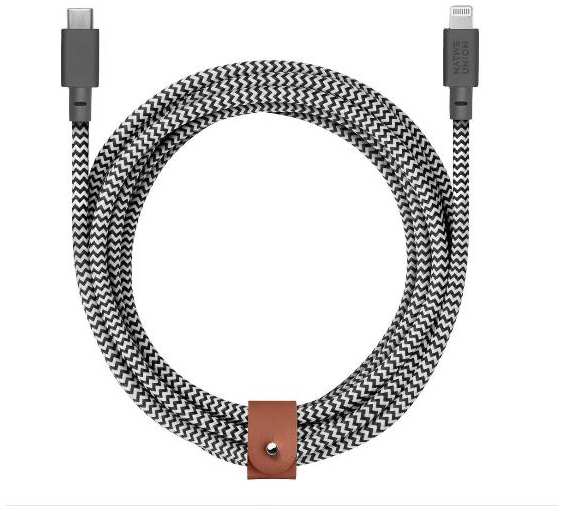Кабель NATIVE-UNION Belt Ultra Strength Cable XL, 3 м, белый/черный (BELT-KV-CL-ZEB-3) 90154634069