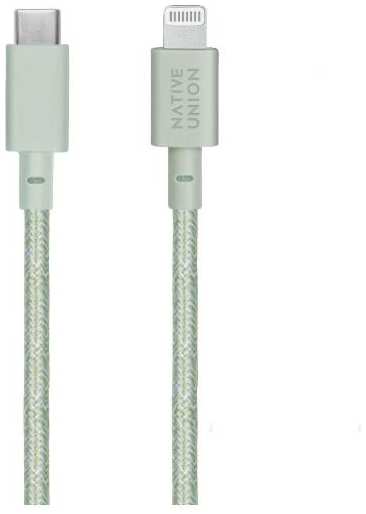 Кабель NATIVE-UNION Belt Cable, USB Type-C/Lightning, 1,2 м, мятный (BELT-CL-GRN-2-NP) 90154634183