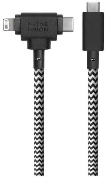 Кабель NATIVE-UNION Belt Cable Duo, USB Type-C/Lightning, 1,5 м, зебра (BELT-CCL-KFT-NP) 90154634703