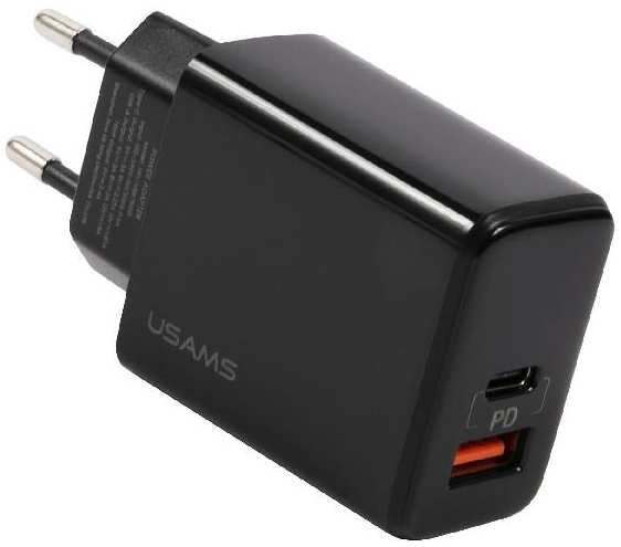 Сетевое зарядное устройство Usams US-CC133 T40, QC 3.0 + PD, Digital Display Fast Charger, черное (CC133TC01)