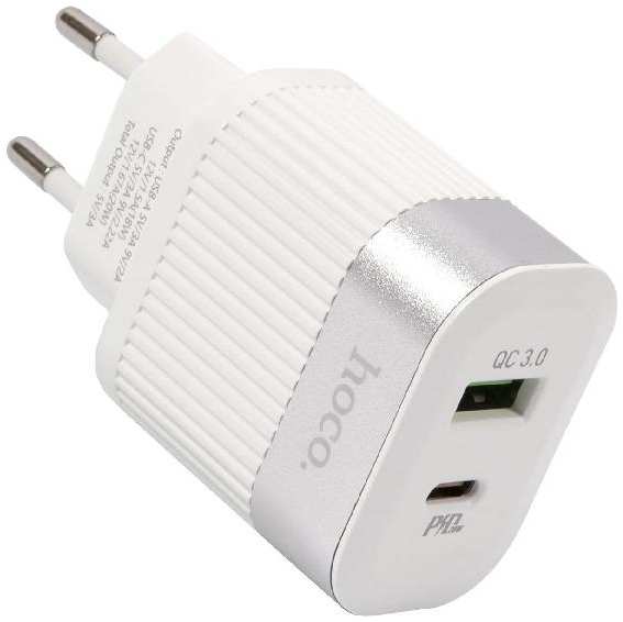 Сетевое зарядное устройство HOCO RC4, USB+Type-C, PD 20W + QC 3.0, белое (УТ000024733) 90154640117