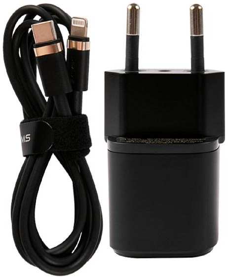 Сетевое зарядное устройство Usams US-CC124 T36, USB 20W Fast Charger + кабель Type-C/Lightning 20W PD, черное (XFKXLOGTL01) 90154640122