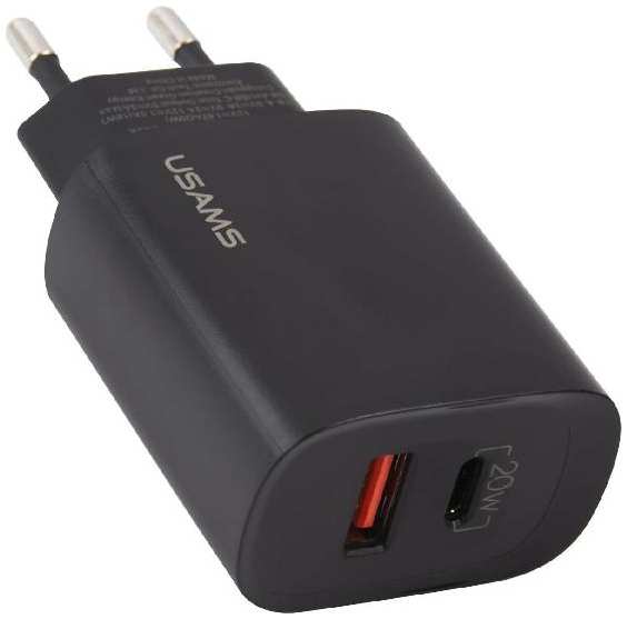 Сетевое зарядное устройство Usams US-CC121 T35, USB QC 3.0 + PD 3.0 20W Fast Charger, черное (CC121TC02) 90154640123