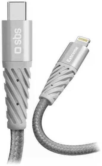 Кабель SBS Lightning/USB Type-C, арамидное волокно, 1,5 м, серебристый (TECABLEUNRELTCK)