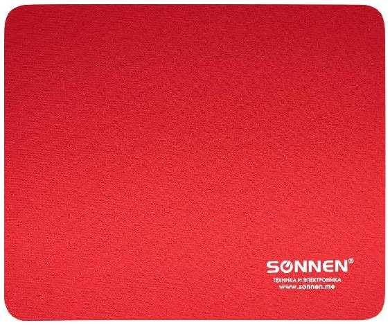 Коврик для мыши Sonnen S-2, резина/ткань, 22х18 см, красный (513306) 90154649631