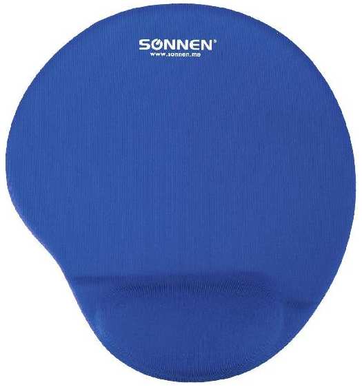 Коврик для мыши Sonnen S-1, с подушкой под запястье, полиуретан/лайкра, 25х22 см, синий (513300) 90154649639