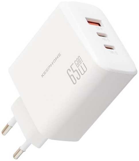 Сетевое зарядное устройство Keephone для iPhone 15 Pro USB Type-C 65W White (2039321507736) 90154652070