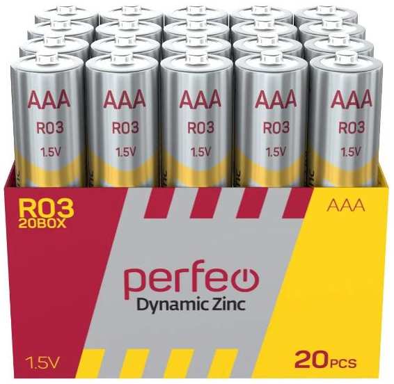 Батарейки PERFEO AAA (R03), солевые, 20 шт (PF_R03/20BOX) 90154656501