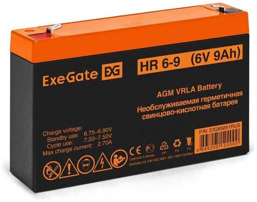 Аккумулятор для ИБП ExeGate 6V 9Ah 634W, клеммы F1 (HR 6-9)