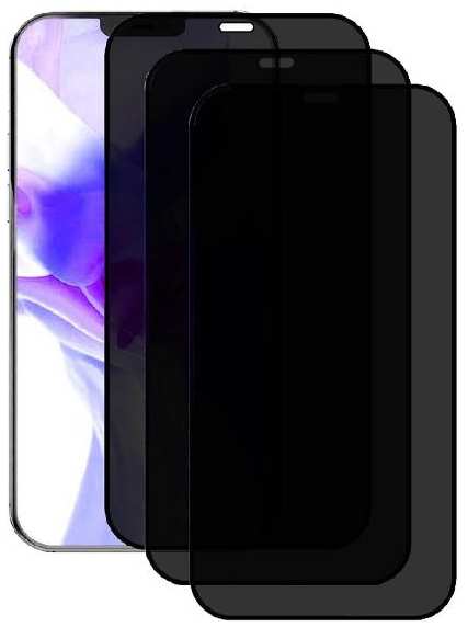 Комплект защитных стекол с рамкой 3D PERFEO с эффектом ″Антишпион″ для Apple iPhone 12 mini, черный, 3 шт (PF_D0298)