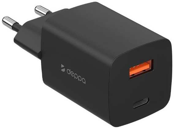 Сетевое зарядное устройство Deppa USB-A + USB-C, PD 3.0, QC 3.0, 45W, GaN, черное (11436) 90154663621