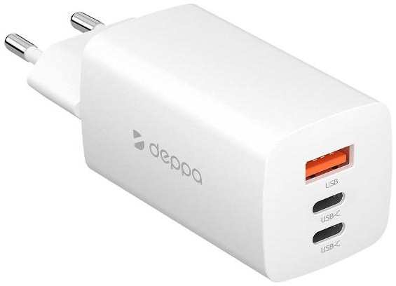 Сетевое зарядное устройство Deppa 2хUSB-C + USB-A, PD 3.0, QC 3.0, 65W, белое (11443)