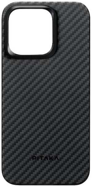 Чехол PITAKA MagEZ Case 4 для iPhone 15 Pro, кевлар, Magsafe Compatible Black/Grey Twill 1500D (KI1501P) 90154671752