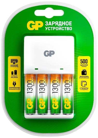 Зарядное устройство GP KB01 + 4 аккумулятора 1300мА (KB01GS /130AAHCCS-2CR1) 90154674570