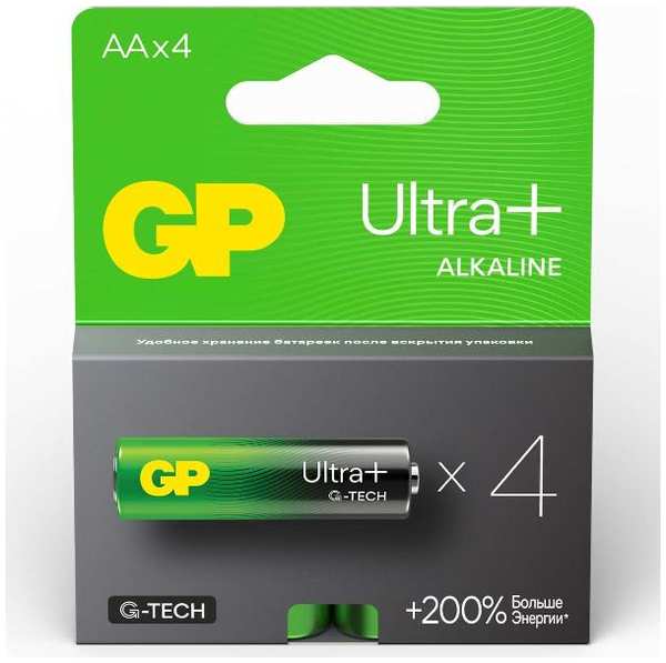 Батарейки GP Ultra+ Alkaline LR6 (АА), 4 шт (15AUPA21-2CRSB4) 90154674810
