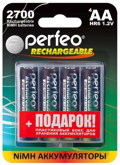 Аккумуляторы PERFEO AA, 2700 мАч, 4 шт (PF AA2700/4BL+BOX) 90154675612