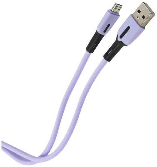 Кабель Usams SJ432 USB/microUSB, с индикатором, силикон, 1 м, фиолетовый (SJ432USB04)