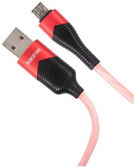 Кабель BOROFONE BU19 Streamer USB/micro-USB, 2.4А, с подсветкой, 1 м, синий (23253)