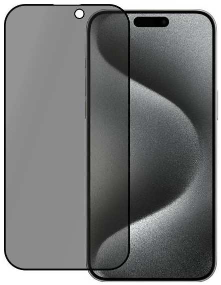 Защитное стекло с рамкой PERO Privacy Full Glue для iPhone 15 Pro Black (PGFGP-I15P)