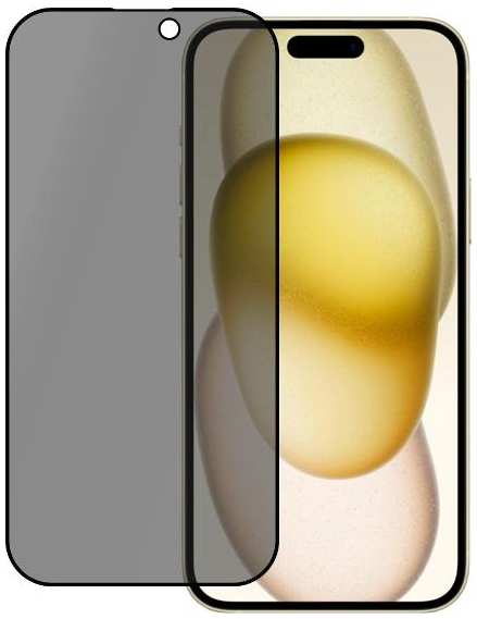 Защитное стекло с рамкой PERO Privacy Full Glue для iPhone 15 Plus Black (PGFGP-I15PL)