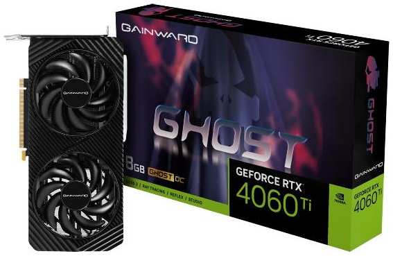 Видеокарта Gainward RTX4060Ti Ghost OC 8GB GDDR6 128-bit 3-DP HDMI (NE6406TT19P1-1060B)