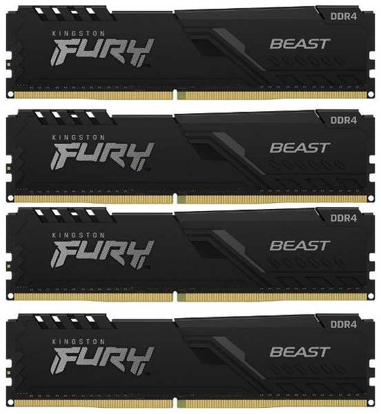 Оперативная память Kingston Fury Beast Black DDR4 4x32GB 3200MHz DIMM (KF432C16BBK4/128) 90154723056