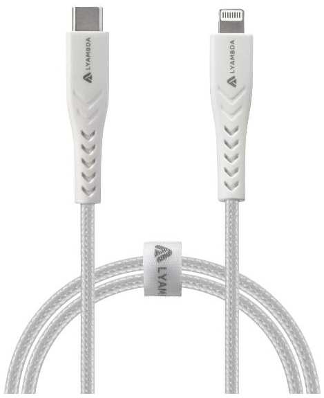 Кабель LYAMBDA USB Type-C(m)/Lightning(m), 3A, 0,5 м, белый (LCL05-WH) 90154728484