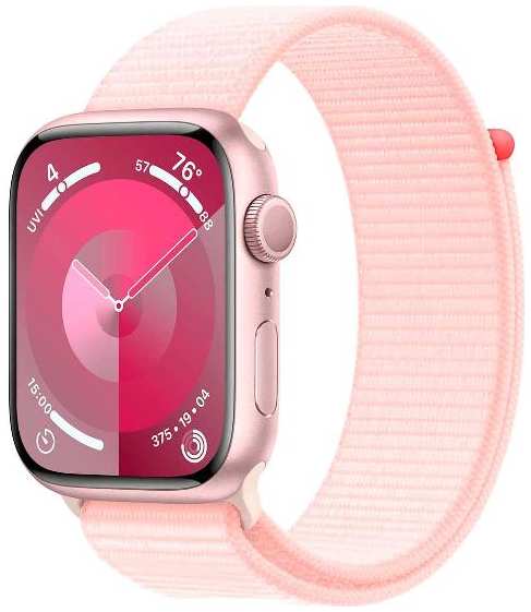 Смарт-часы Apple Watch Series 9 45mm Pink Aluminium Case with Light Pink Sport Loop (MR9J3ZP/A) 90154728824