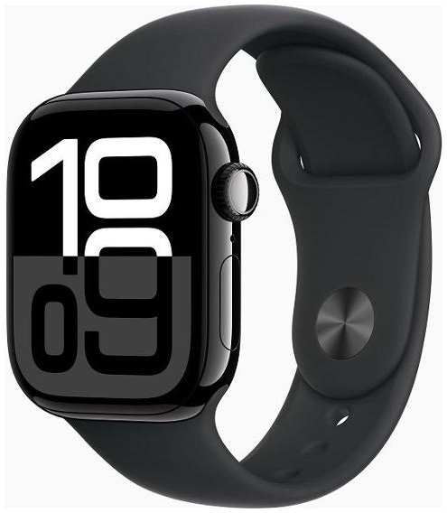 Смарт-часы Apple Watch Series 10 42mm Jet Black Aluminium Case with Black Sport Band, размер Regular 90154731473