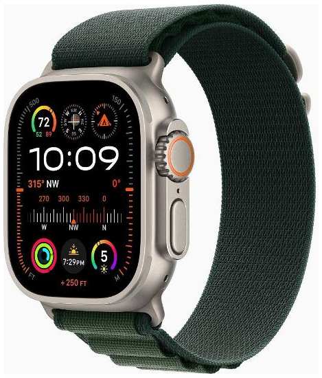 Смарт-часы Apple Watch Ultra 2 49mm Natural Titanium Case with Dark Green Alpine Loop, размер Regular 90154731744