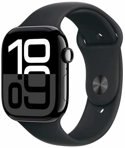 Смарт-часы Apple Watch Series 10 46mm Jet Black Aluminum Case with Black Sport Band, размер S/M 90154732515