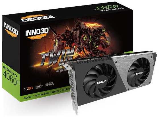 Видеокарта INNO3D RTX 4060 Ti Twin X2 HDMI DP3 16G D6 (N406T2-16D6-178055N)