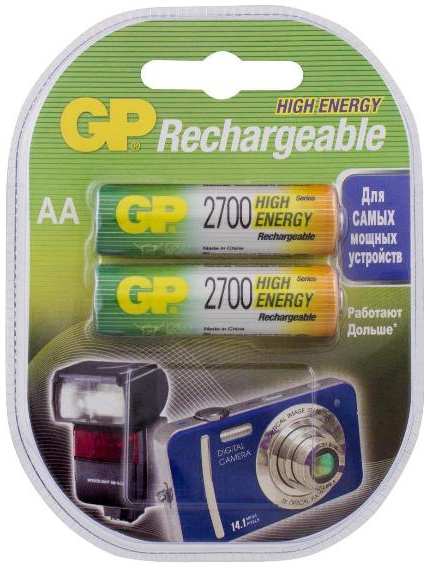 Аккумуляторы GP AA, 2700mAh, 2 шт (270AAHC-2DECRC2 20/200)