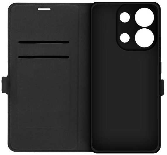 Чехол KRUTOFF Eco Book для Xiaomi Redmi Note 13 4G, ″Листья паттерн″, черный (523907) 90154743471