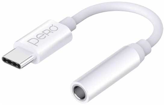 Адаптер-переходник PERO USB Type-C to Mini Jack 3.5mm, белый (AD09) 90154746856